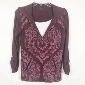 Style & Co. 1/4 Zip Floral Print Pullover Hoodie Size XS
